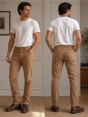 Retired Ralph Lauren Denim & Supply Slim Fit Tan Jeans Men 34x34 USA Flag